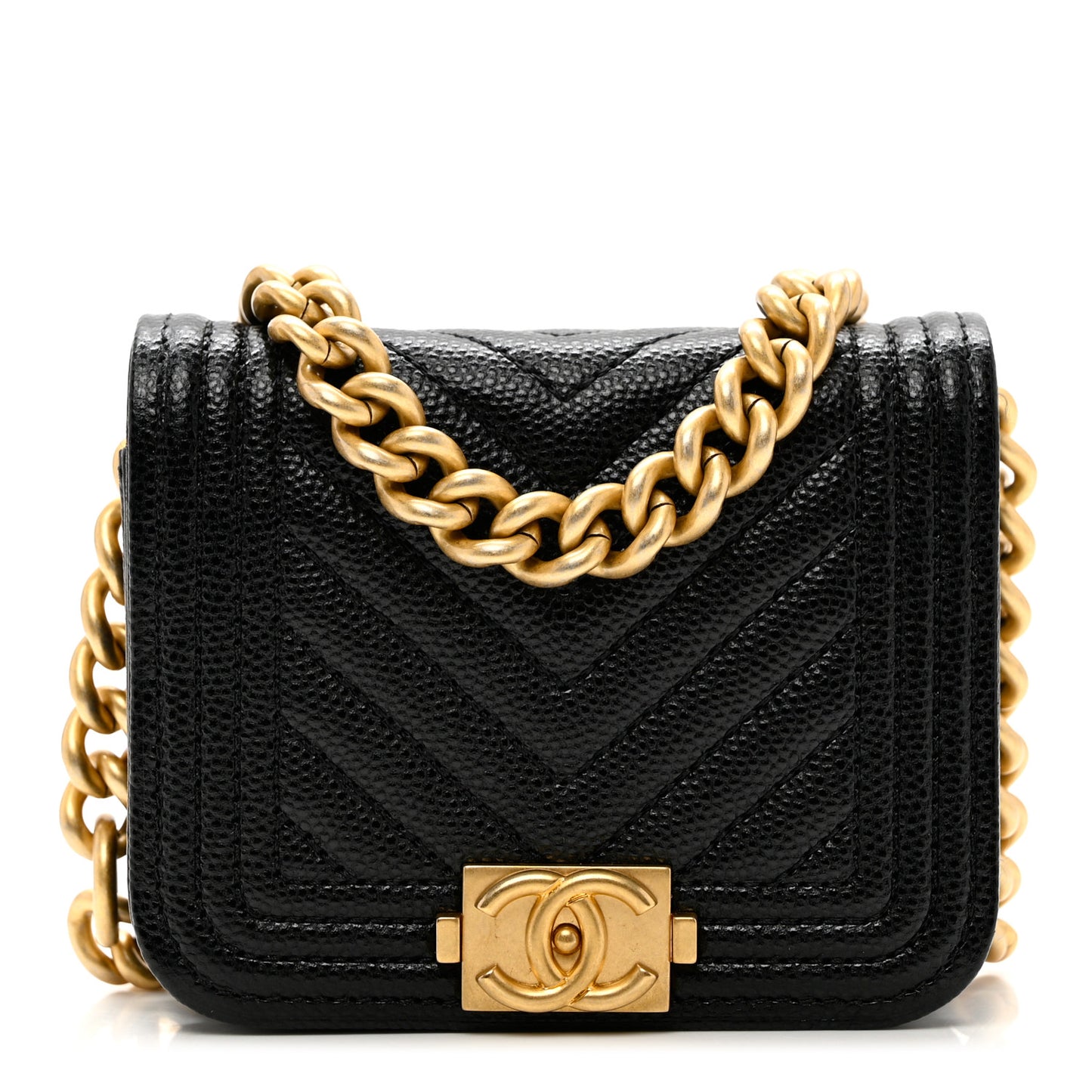 Caviar Chevron Quilted Boy Flap Waist Belt Bag Black