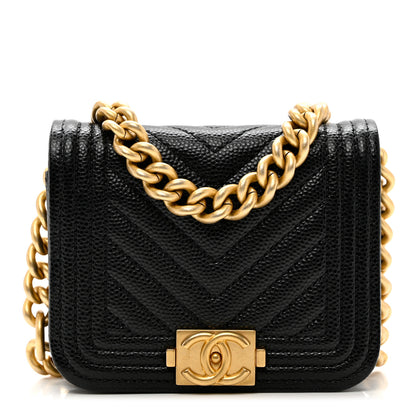 Chanel Caviar Chevron Quilted Boy Flap Waist Belt Bag Black 1 of 7