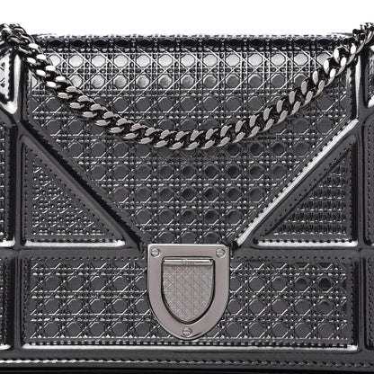 Christian Dior Metallic Patent Micro-Cannage Diorama Wallet on Chain Pouch Onyx Black 9 of 9