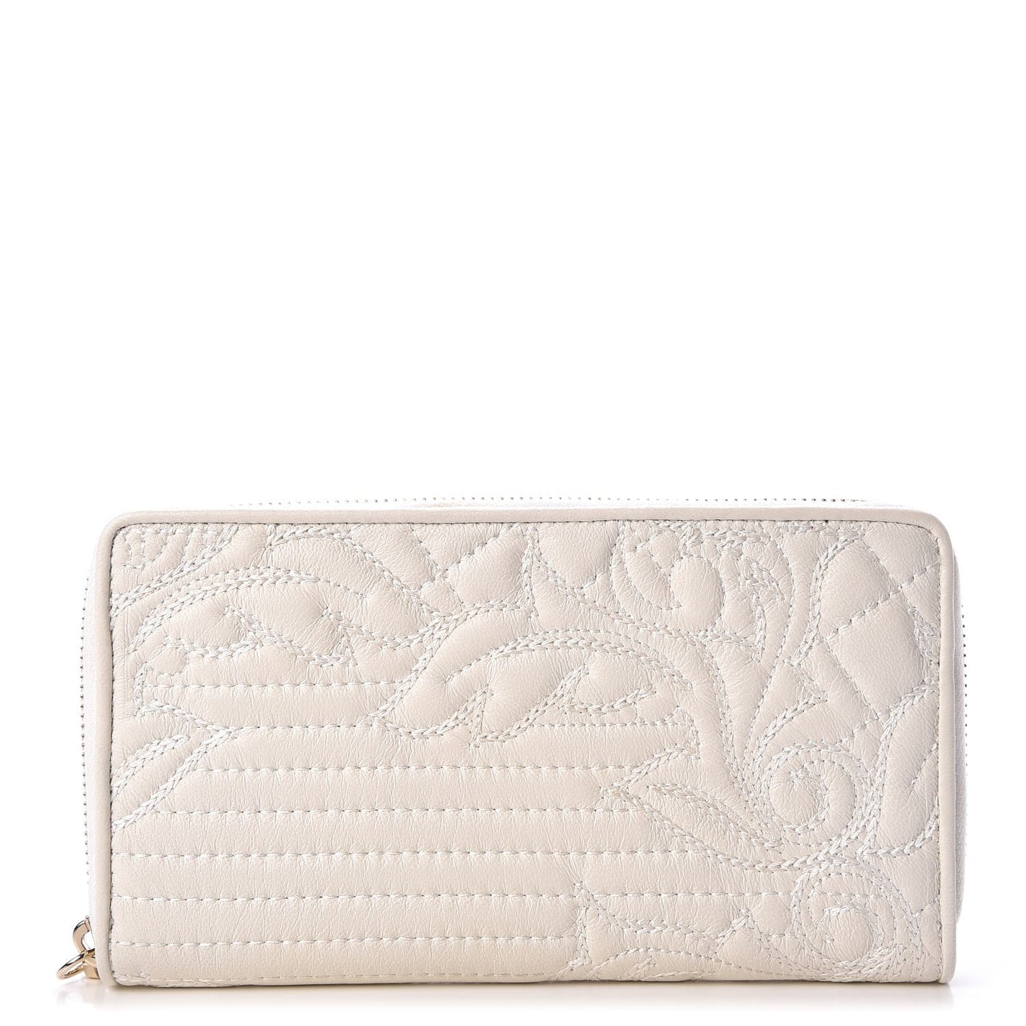 Nappa Barocco Zip Around Wallet White