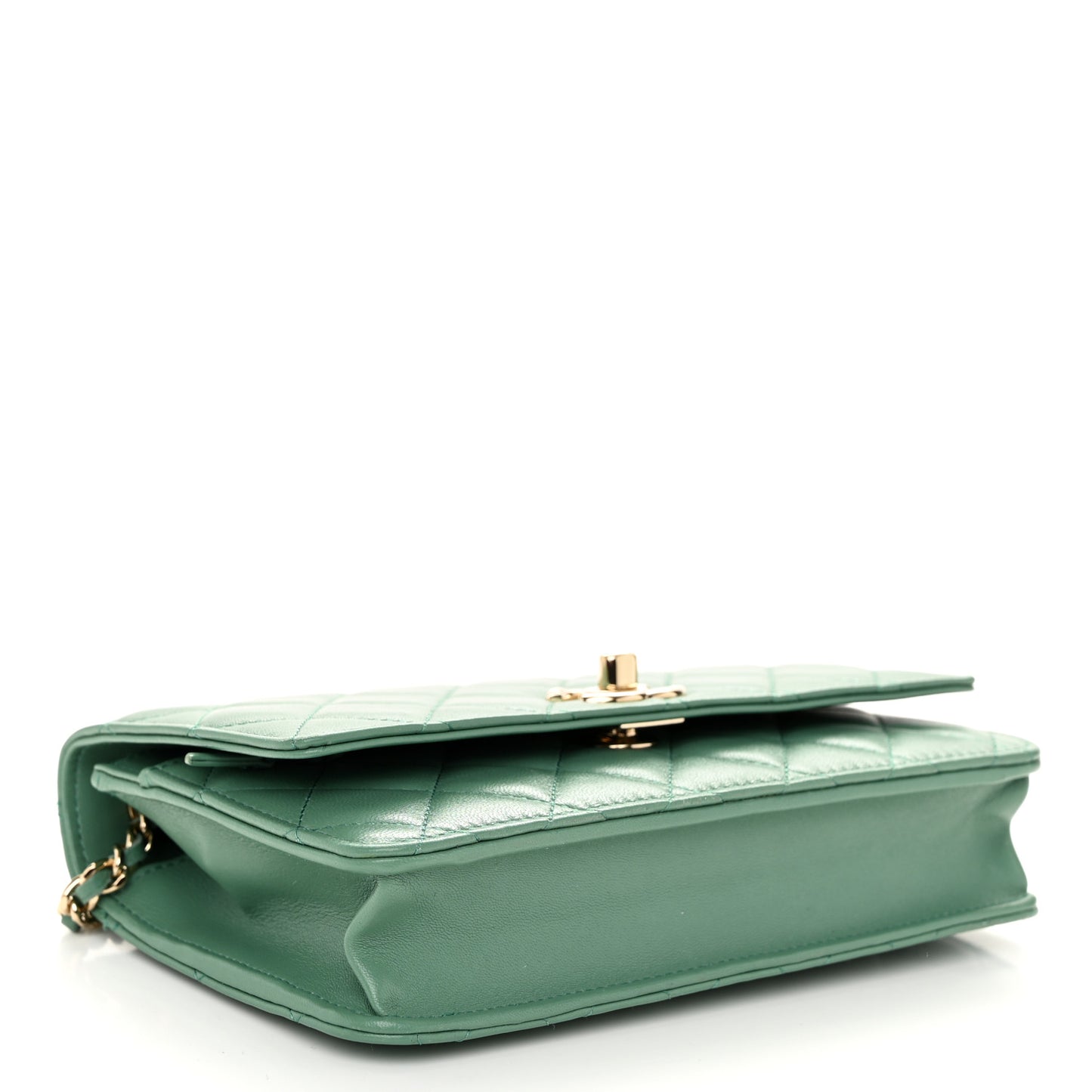 Lambskin Quilted Trendy CC Wallet On Chain WOC Green