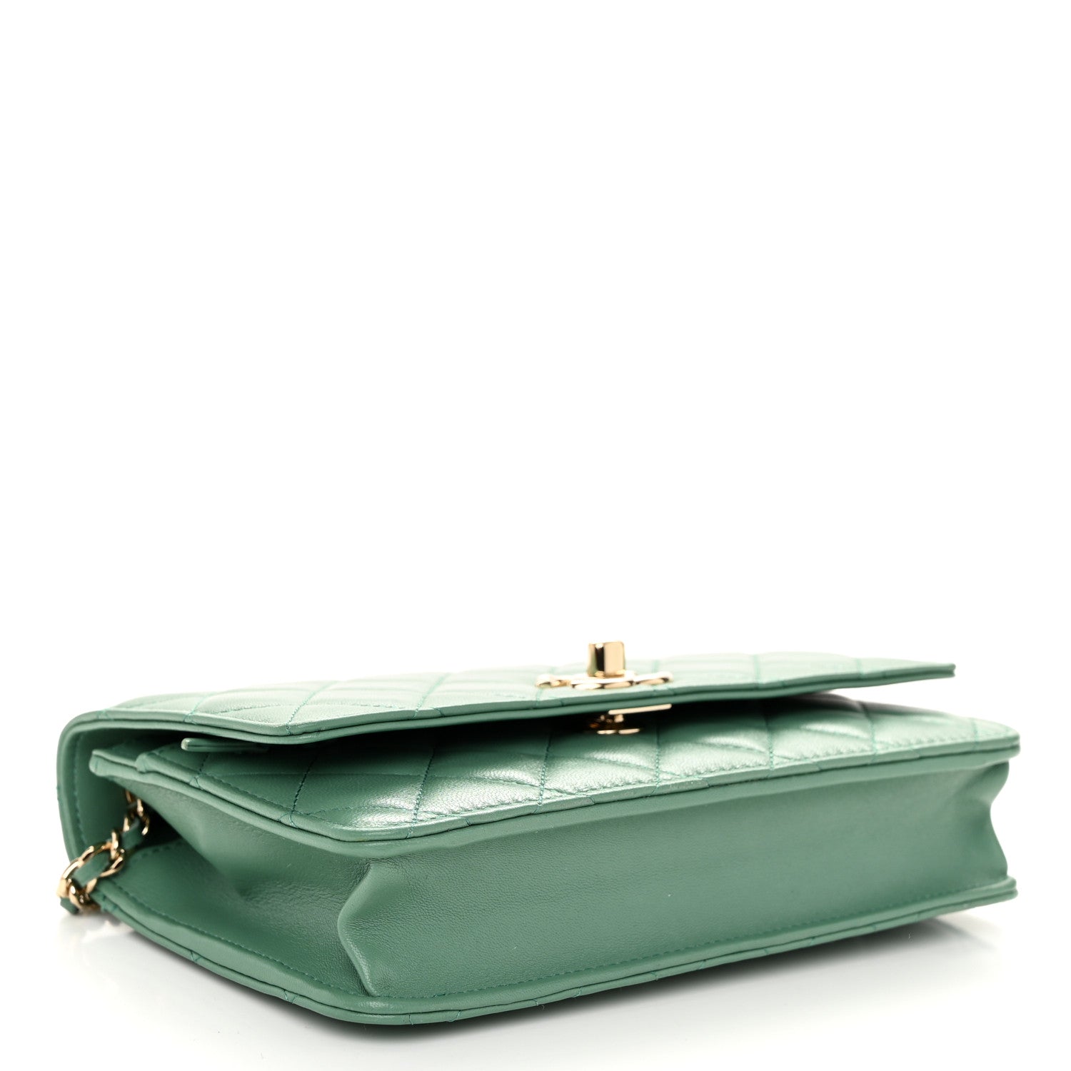 Chanel Lambskin Quilted Trendy CC Wallet On Chain WOC Green 4 of 11