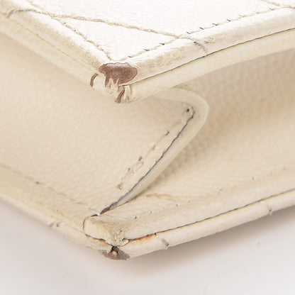 Saint Laurent Grain De Poudre Matelasse Chevron Monogram Envelope Chain Wallet Dove White 13 of 17