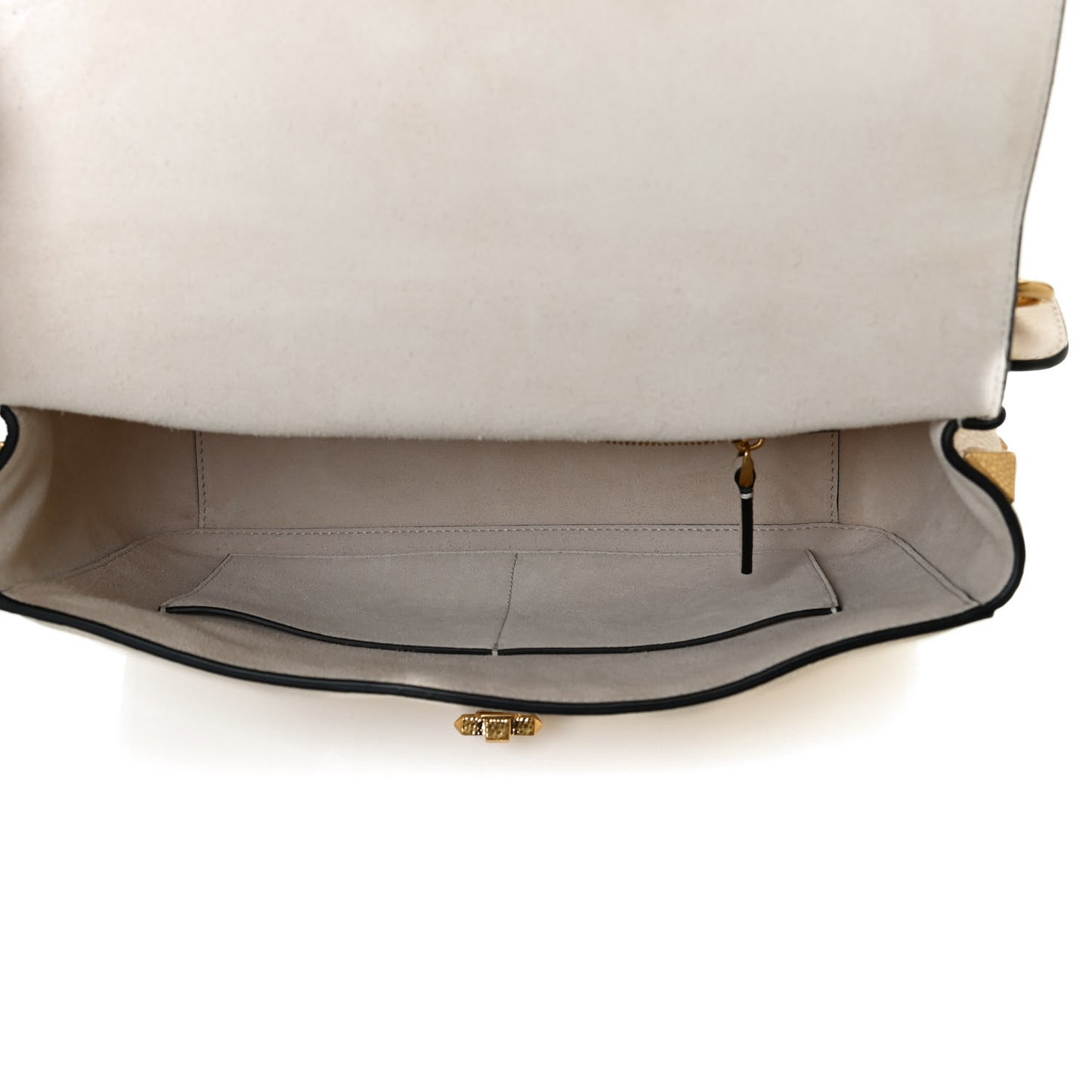 Grained Calfskin Large Roman Stud Shoulder Bag Light Ivory