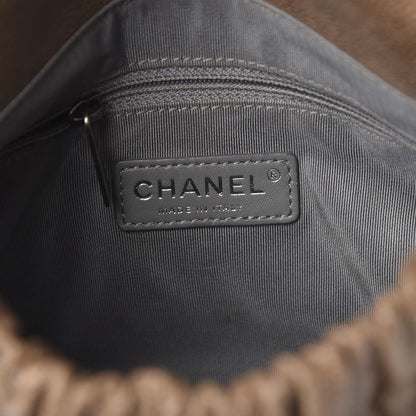 Chanel Grained Calfskin Quilted Medium Elastic Flap Taupe 5 of 9
