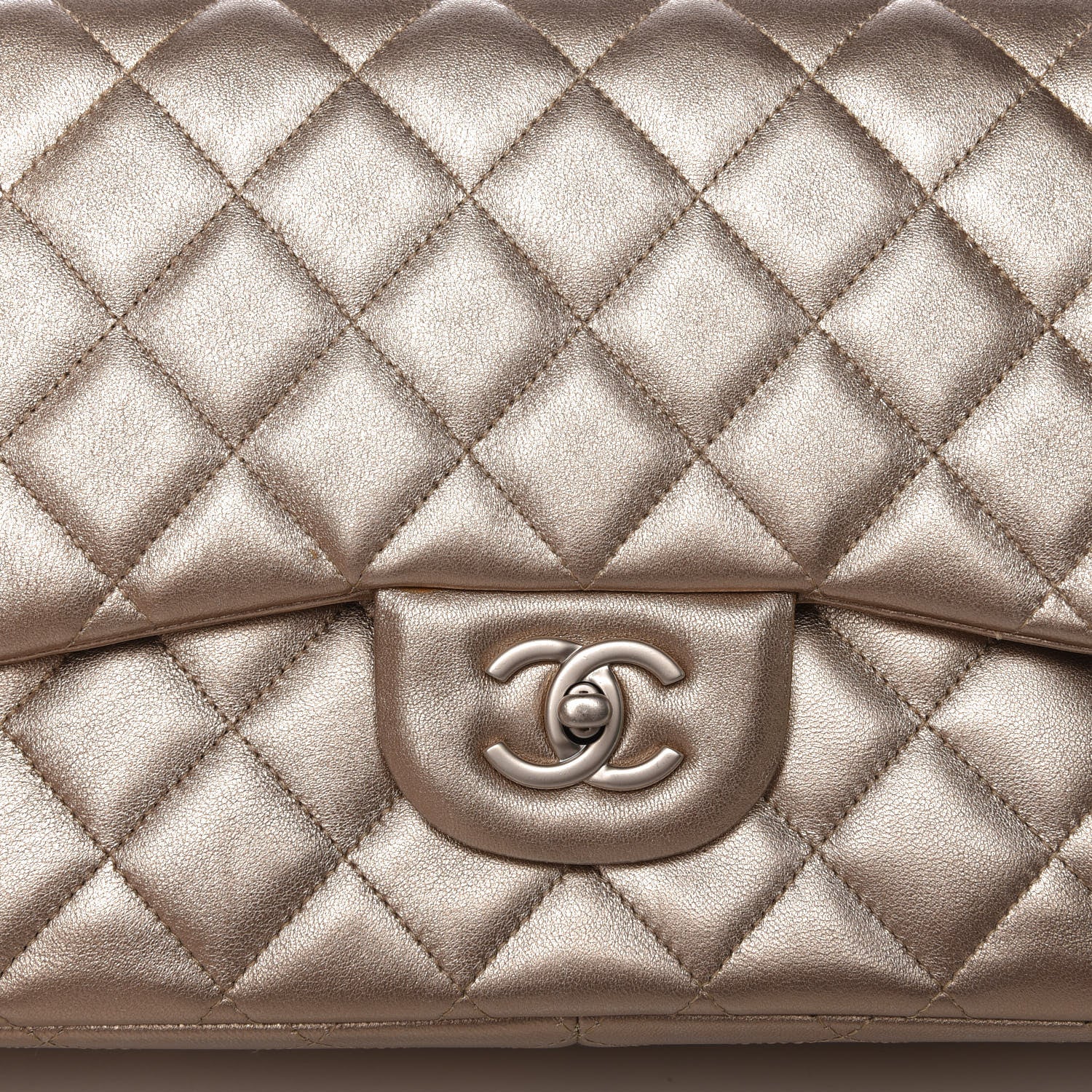 Chanel Metallic Lambskin Quilted Jumbo Double Flap Bronze 10 of 12