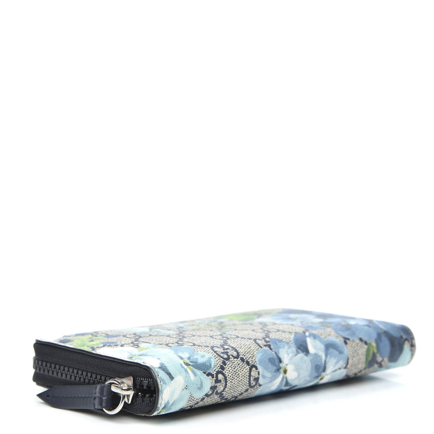 GG Supreme Monogram Blooms Zip Around Wallet Blue