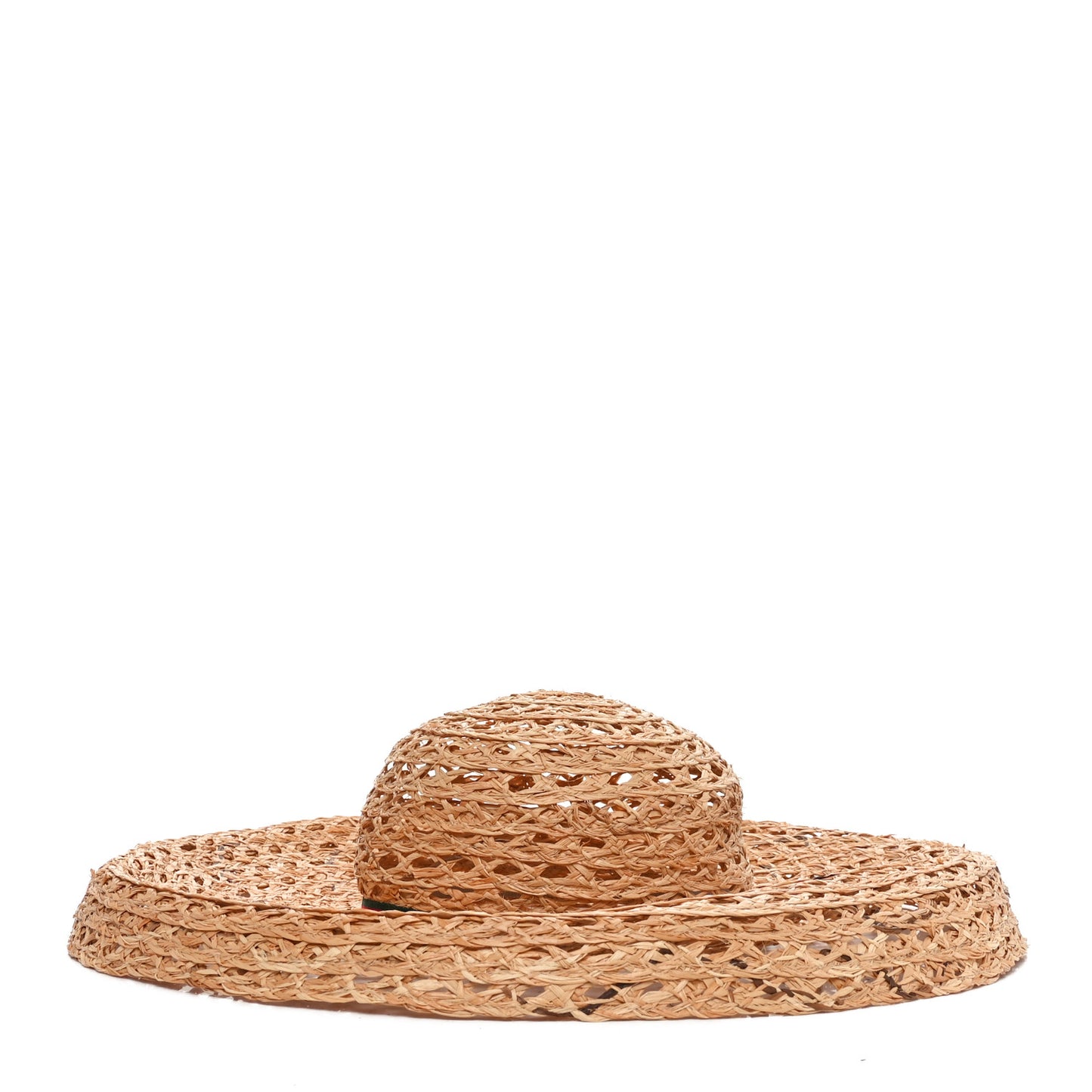 Straw Grosgrain Wide Brim Hat M Gold