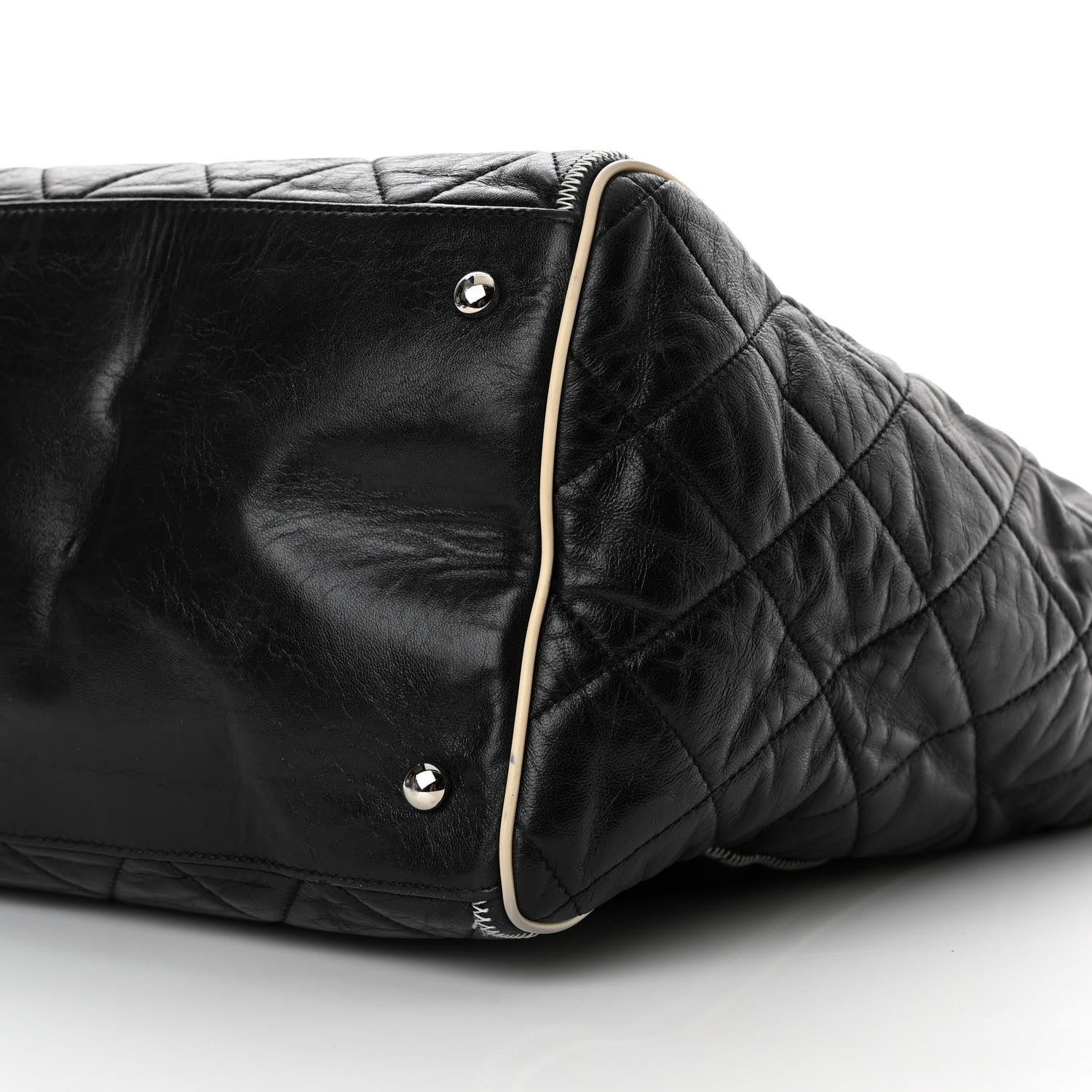 Chanel Glazed Lambskin Quilted Large North South Tote Black 10 of 15