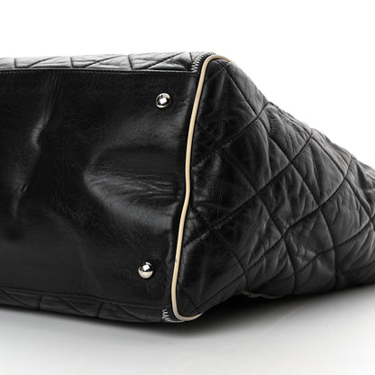 Chanel Glazed Lambskin Quilted Large North South Tote Black 10 of 15