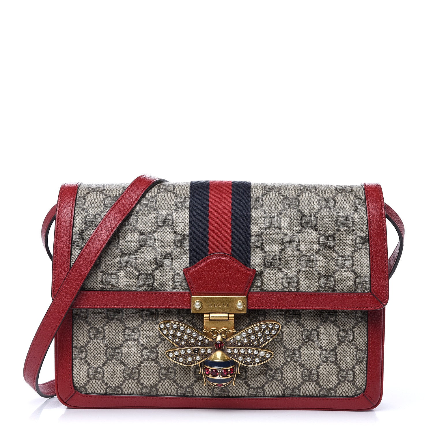 Gucci GG Supreme Monogram Medium Queen Margaret Shoulder Bag Red 1 of 13