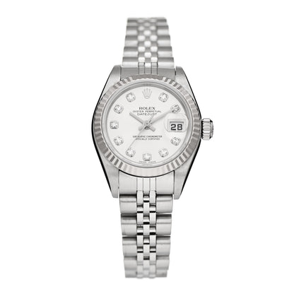 Rolex Stainless Steel 18K White Gold Diamond 26mm Oyster Perpetual Datejust Watch Silver 79174 1 of 4