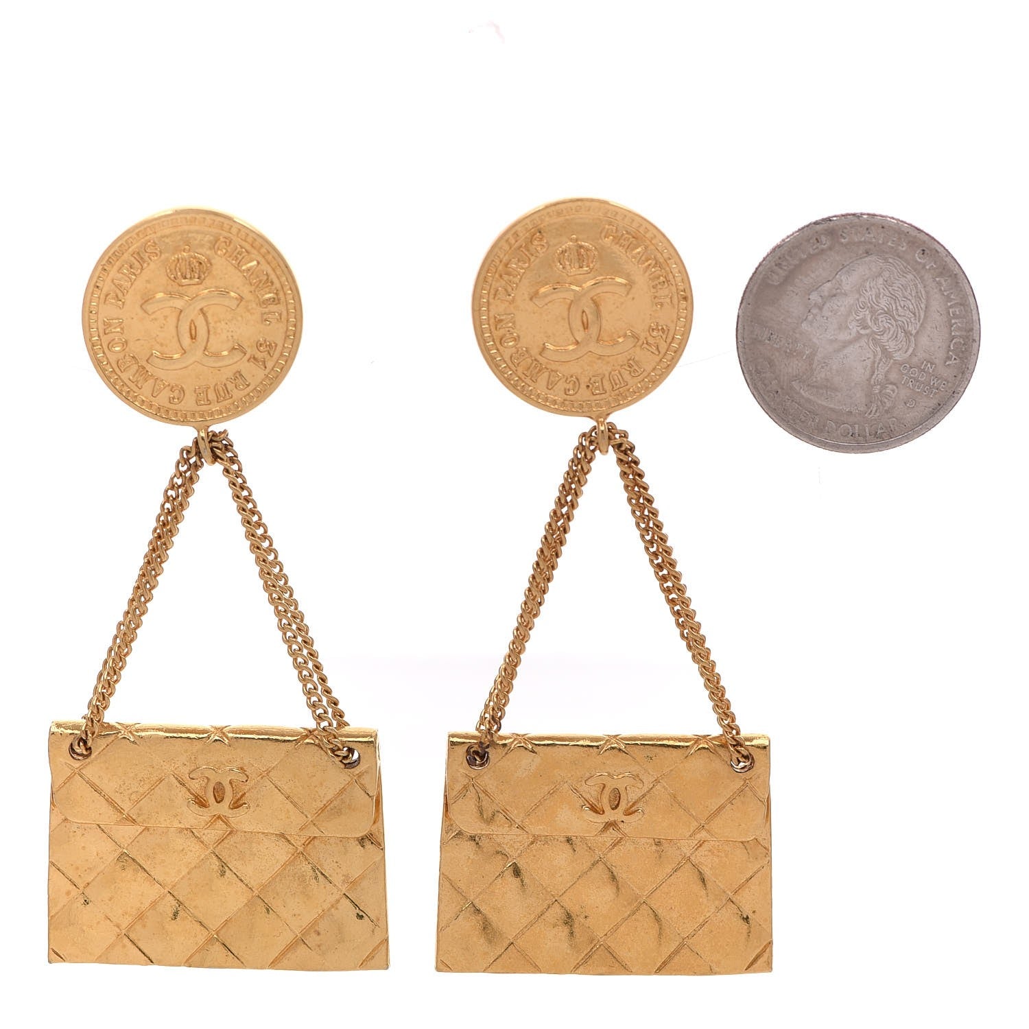 Chanel 2.55 Flap Clip On Earrings Gold 2 of 6