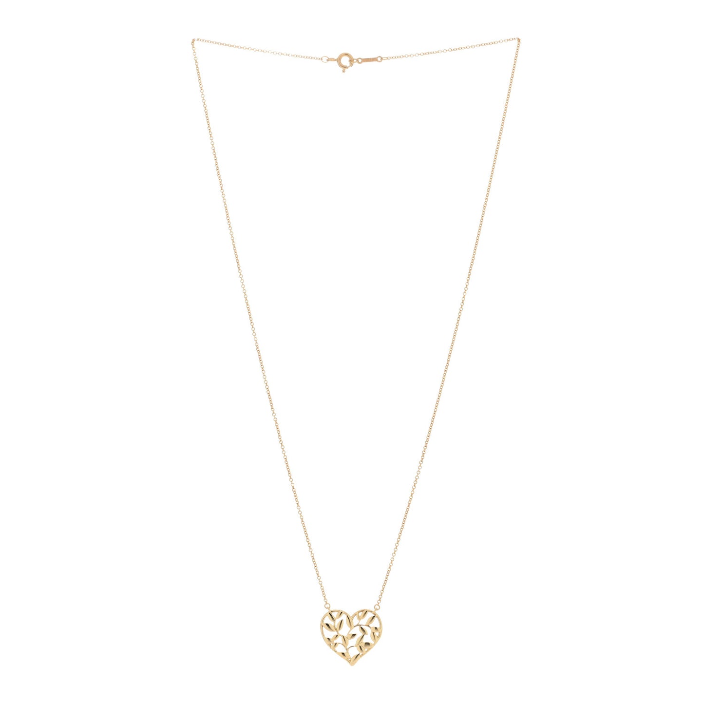 18K Yellow Gold Paloma Picasso Olive Leaf Heart Pendant Necklace