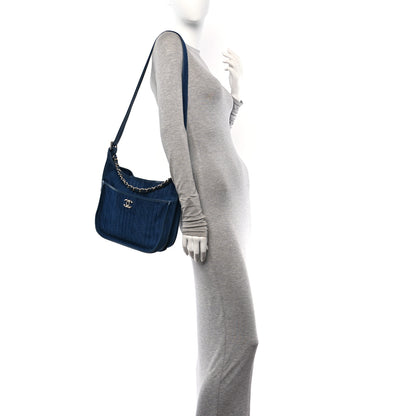 Chanel Denim Quilted Jungle Stroll Hobo Blue 2 of 10