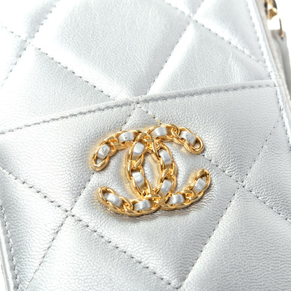 Chanel Metallic Goatskin Quilted Chanel 19 Flat Wallet Pouch Silver 8 of 10