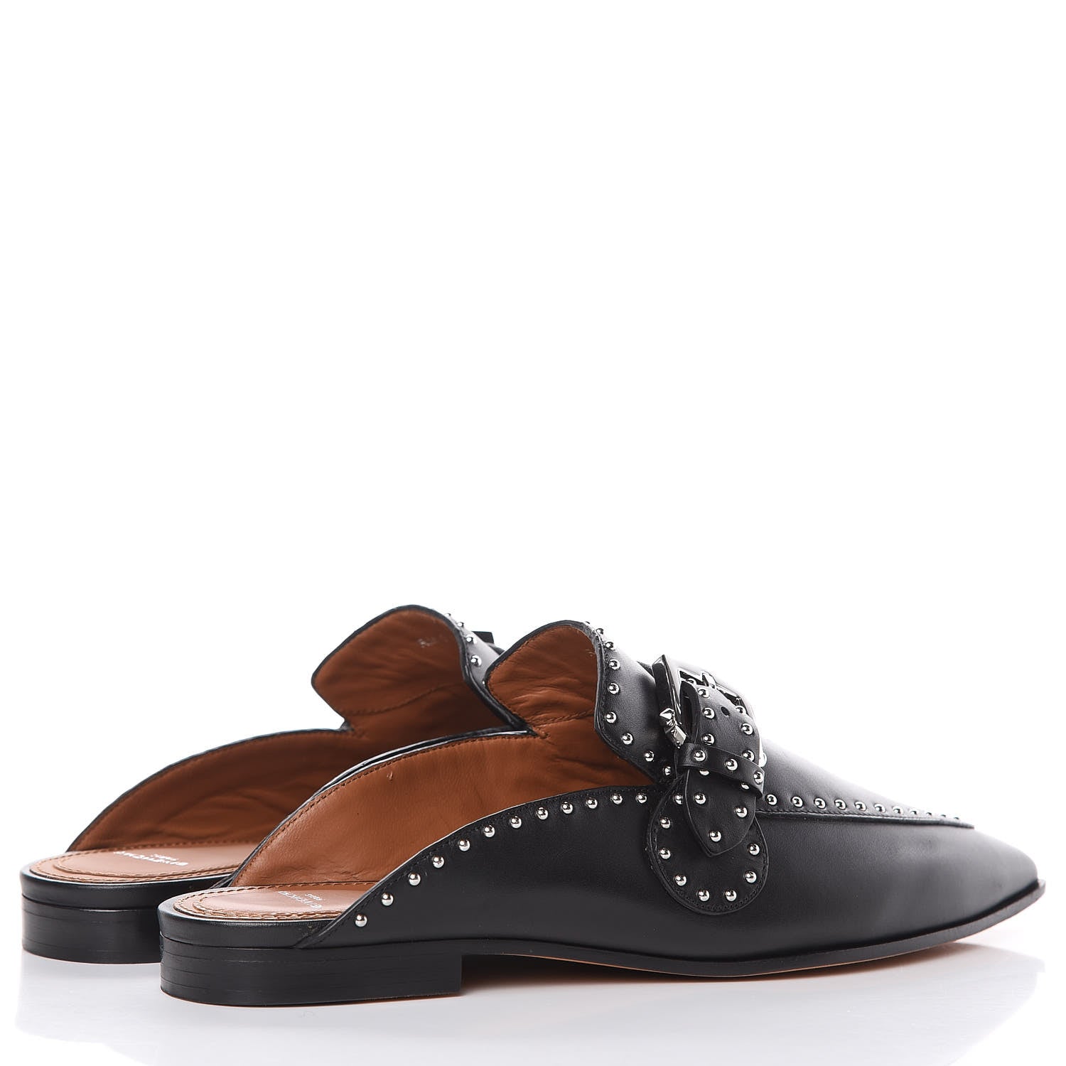 Givenchy Calfskin Studded Elegant Loafer Mule 37.5 Black 4 of 10