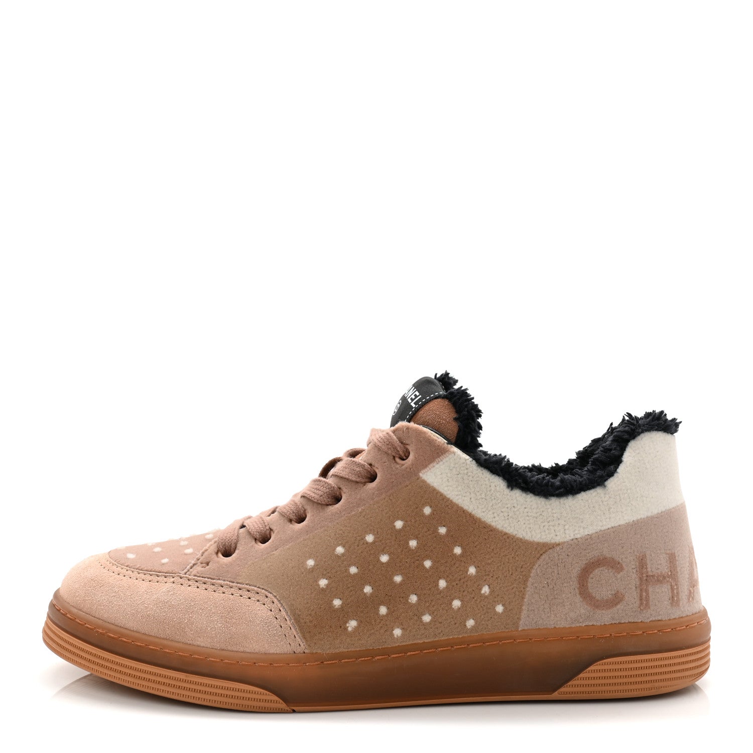 Chanel Fabric Suede Calfskin Logo Sneakers 40 Light Beige 1 of 9