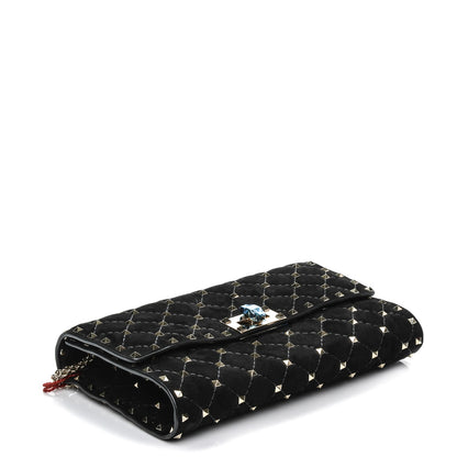 Valentino Garavani Suede Rockstud Spike Wallet on Chain Black 4 of 7