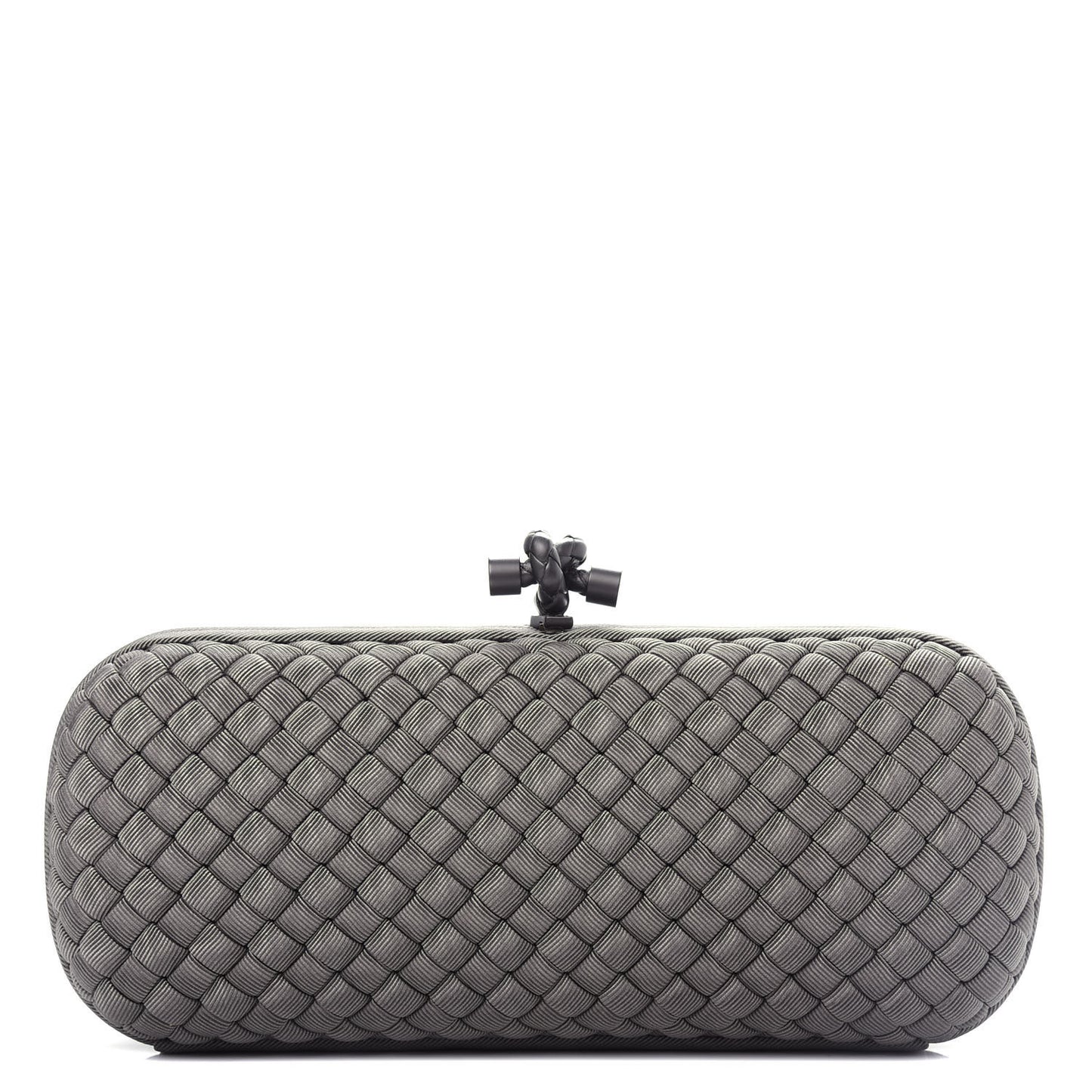 Silk Faille Intrecciato Knot Clutch Argento