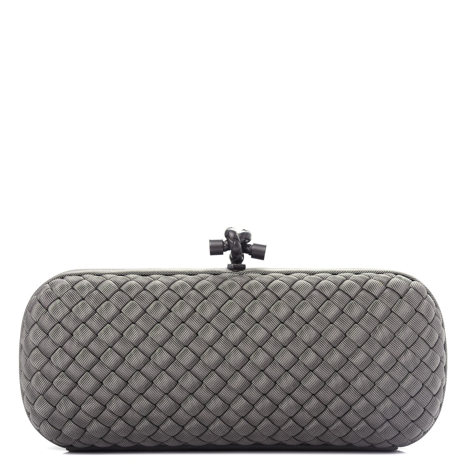 Bottega Veneta Silk Faille Intrecciato Knot Clutch Argento 1 of 6