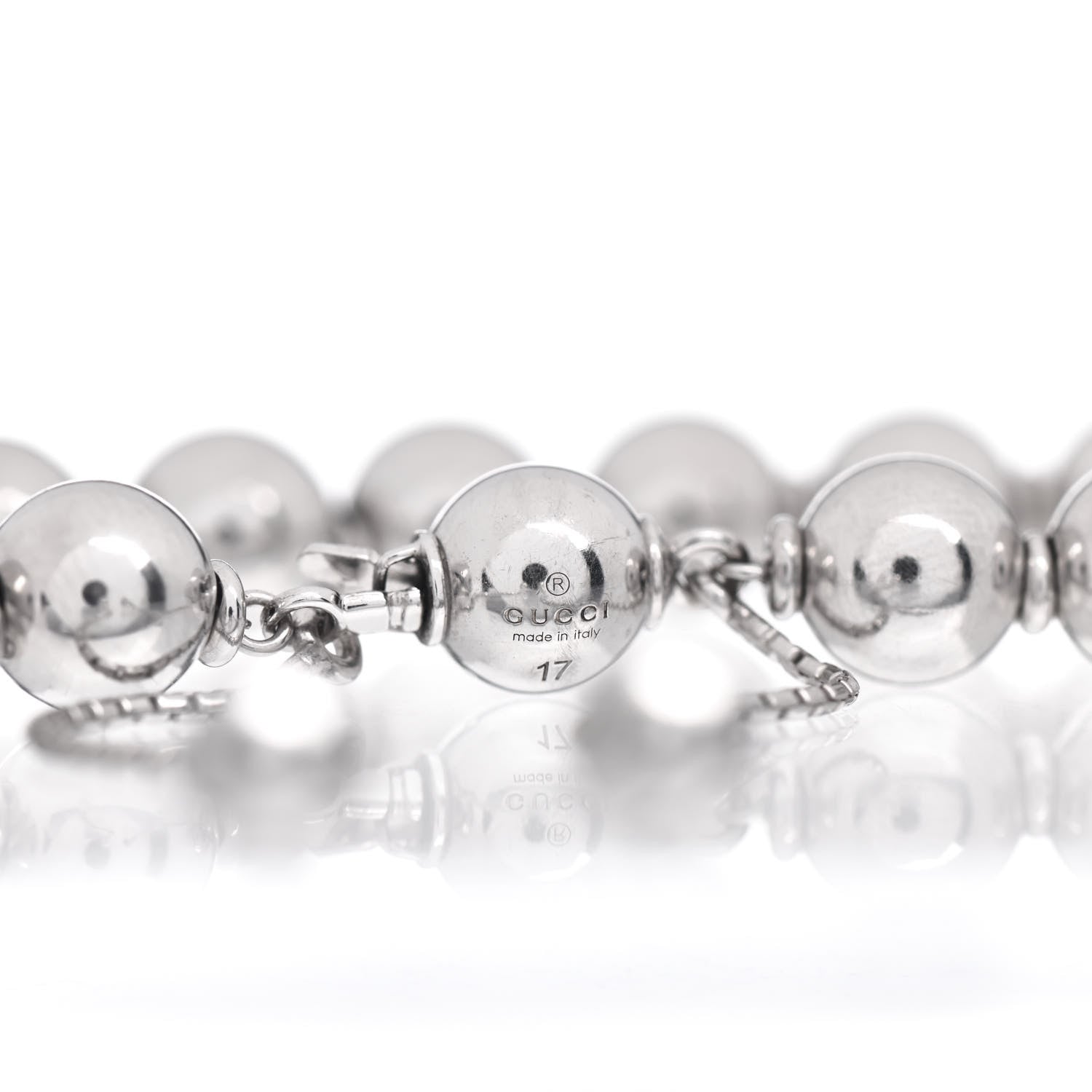 Gucci Sterling Silver Boule Bead Adjustable Bracelet 4 of 4
