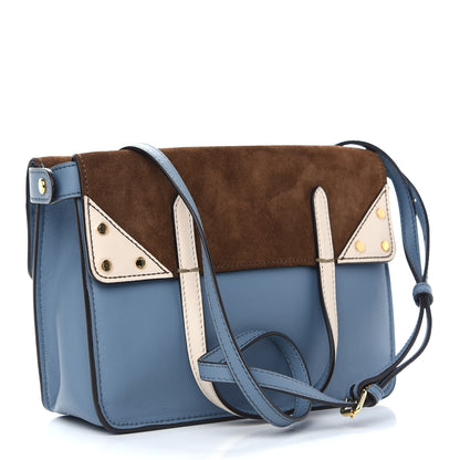 Fendi Vitello Grace Suede Small Flip Tote Azzurro Merlino Marrone Camelia 4 of 10