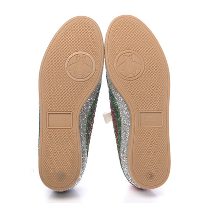 Gucci Glitter Fabric Web Falacer Sneakers 37 Silver 5 of 11