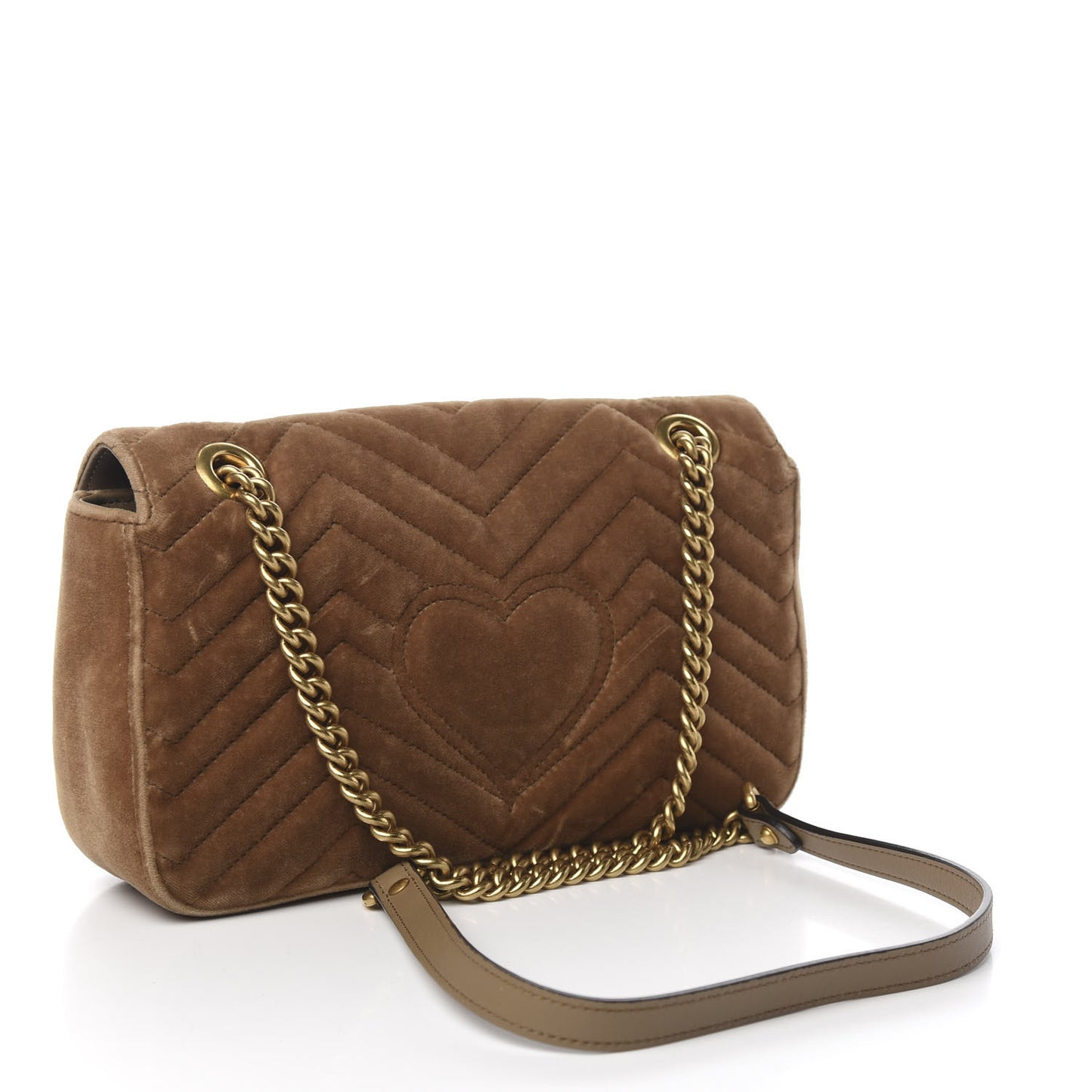 Velvet Matelasse Small GG Marmont Shoulder Bag Taupe