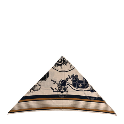 Hermes Cashmere Silk Ex-Libris Giant Triangle Scarf Natural Black Gold 2 of 4