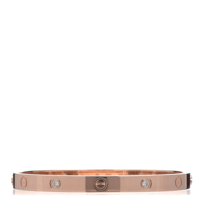 Cartier 18K Pink Gold 4 Diamond LOVE Bracelet 19 1 of 6