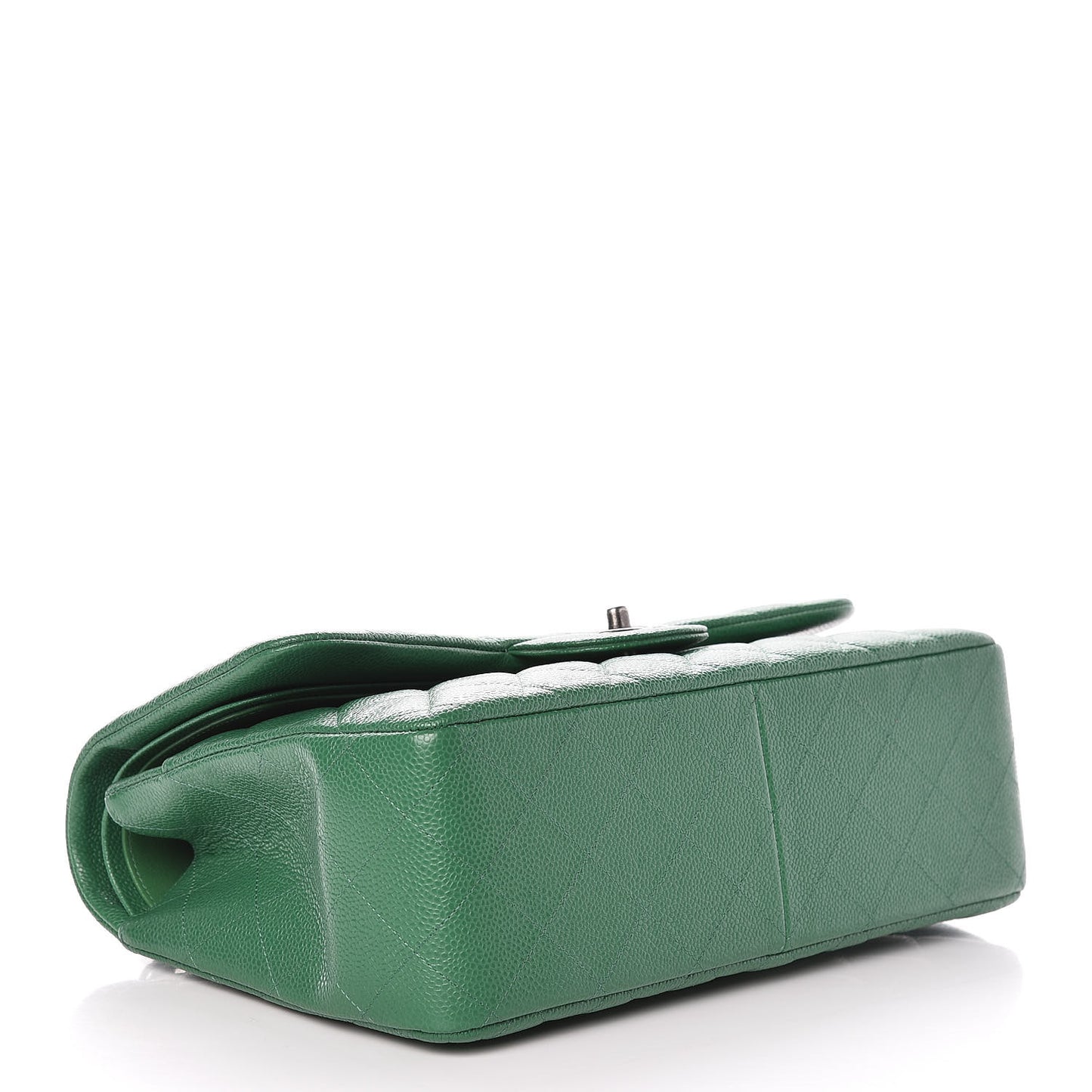 Caviar Quilted Jumbo Double Flap Green
