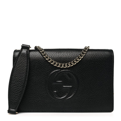 Gucci Pebbled Calfskin Soho Wallet On Chain Black 1 of 10