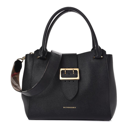 Burberry Soft Grain Calfskin Medium Buckle Tote Black 1 of 7