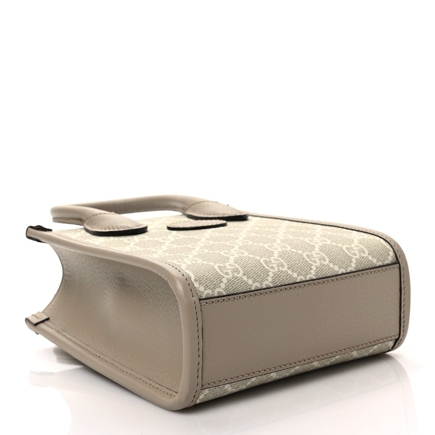 GG Supreme Monogram Textured Dollar Calfskin Mini Retro Interlocking G Tote Bag Beige Mystic White Oatmeal