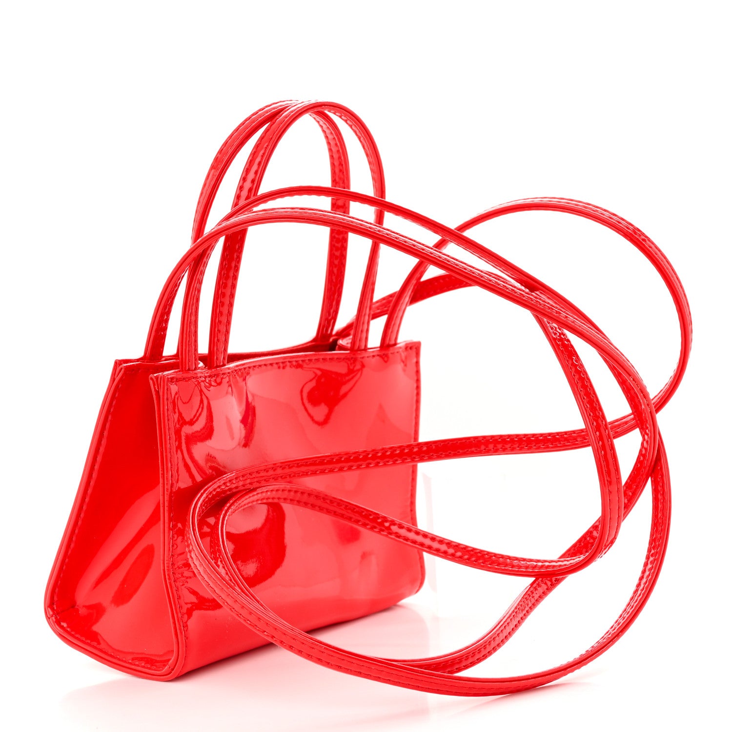 Telfar Patent Vegan Leather Small Shopping Bag Red 3 of 10