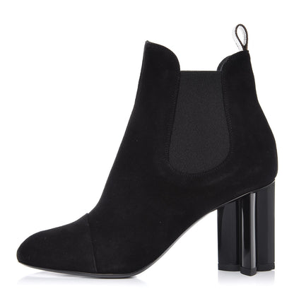 Louis Vuitton Suede Monogram Uniformes Cap Toe Chelsea 80mm Ankle Boots 37.5 Black 1 of 7