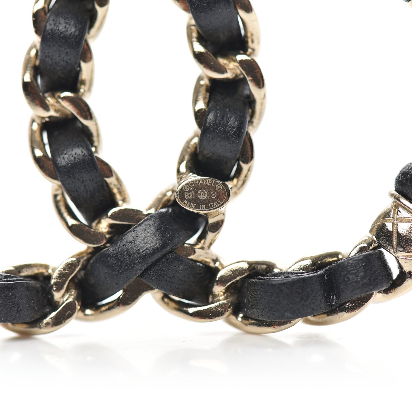 Lambskin Chain CC Brooch Black Gold