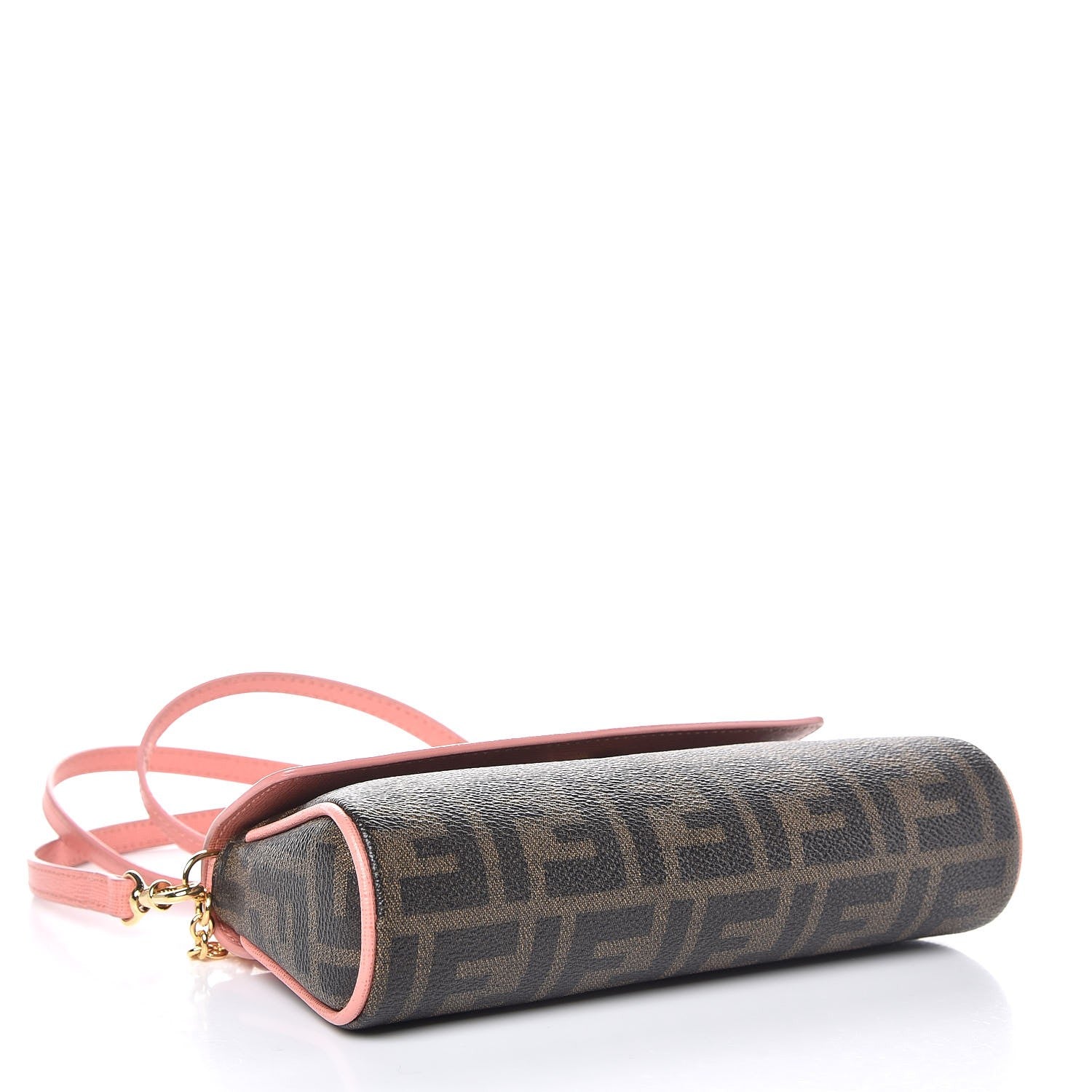 Fendi Zucca Spalmati Vitello Elite Flap Crossbody Bag Tobacco Pesca 4 of 7