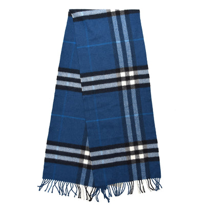 Burberry Cashmere Giant Check Fringe Scarf Cobalt Blue 4 of 5
