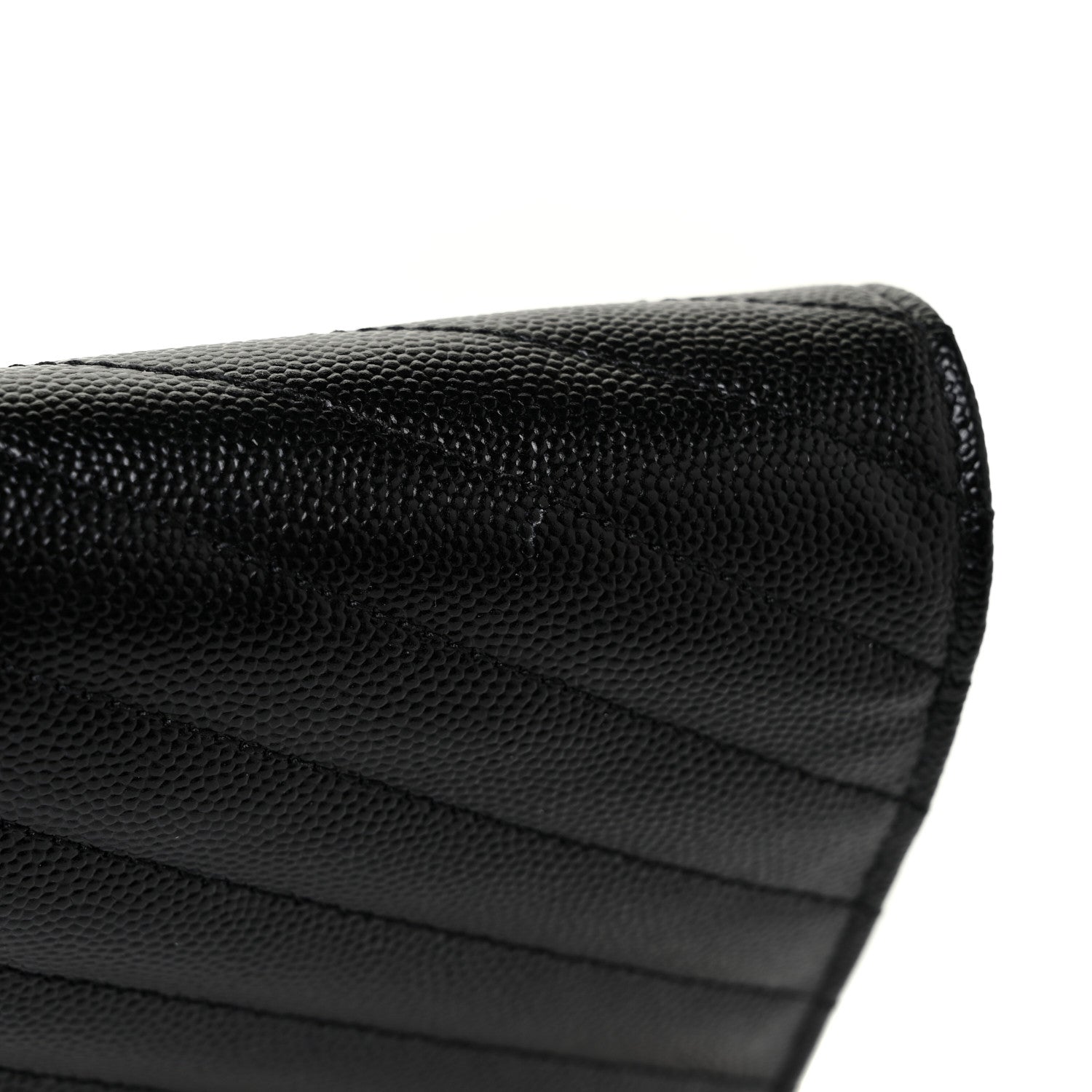 Saint Laurent Grain De Poudre Matelasse Chevron Monogram Chain Wallet Black 17 of 19