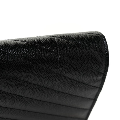 Saint Laurent Grain De Poudre Matelasse Chevron Monogram Chain Wallet Black 17 of 19