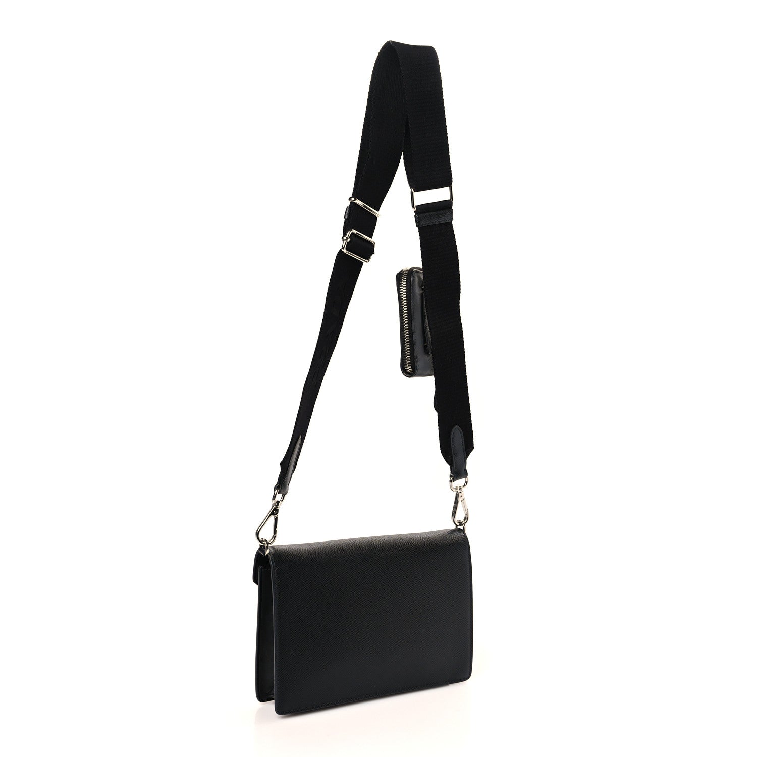 Prada Saffiano City Calf Mini Envelope Bag Black 3 of 8