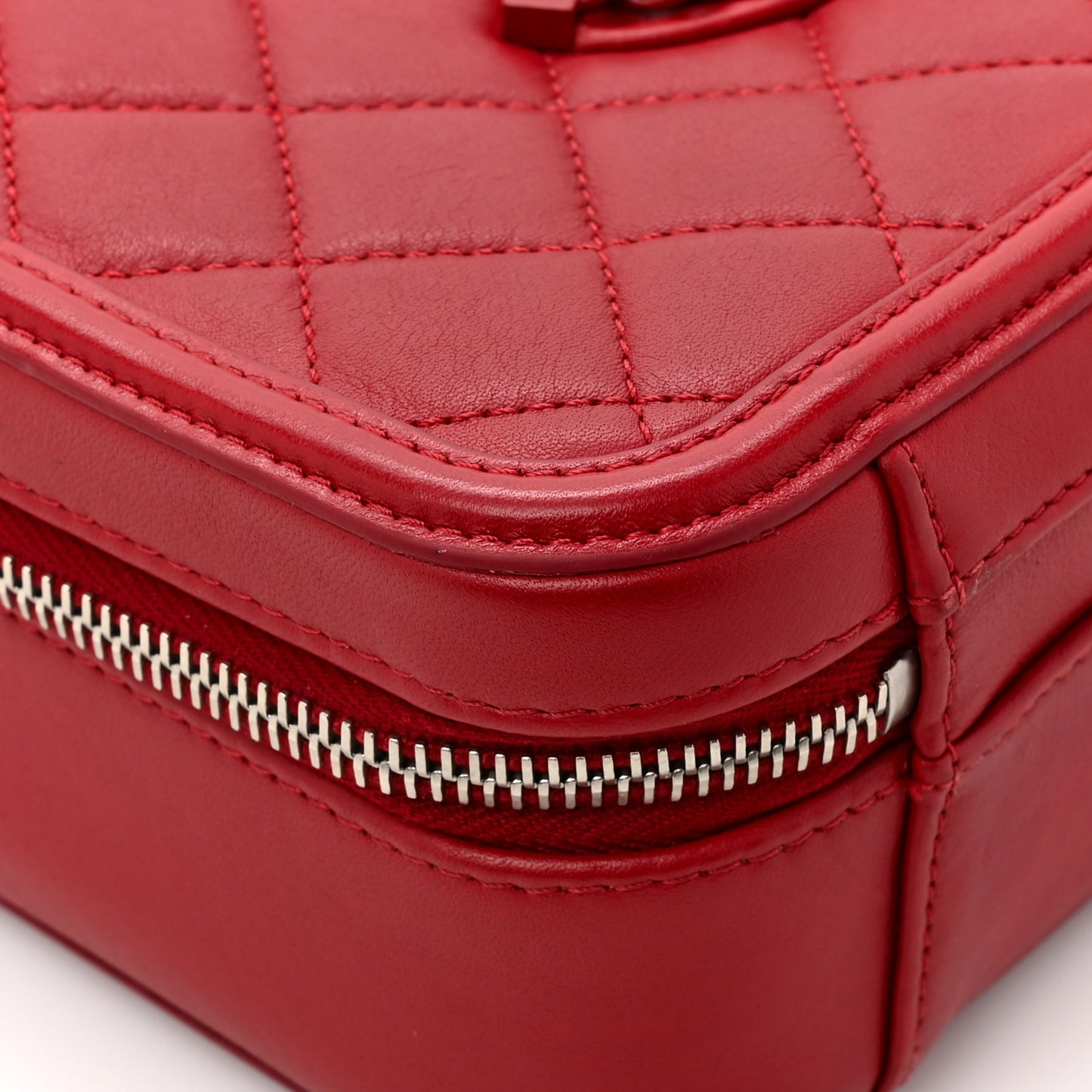 Lambskin Quilted Medium CC Filigree Vanity Case Dark Red