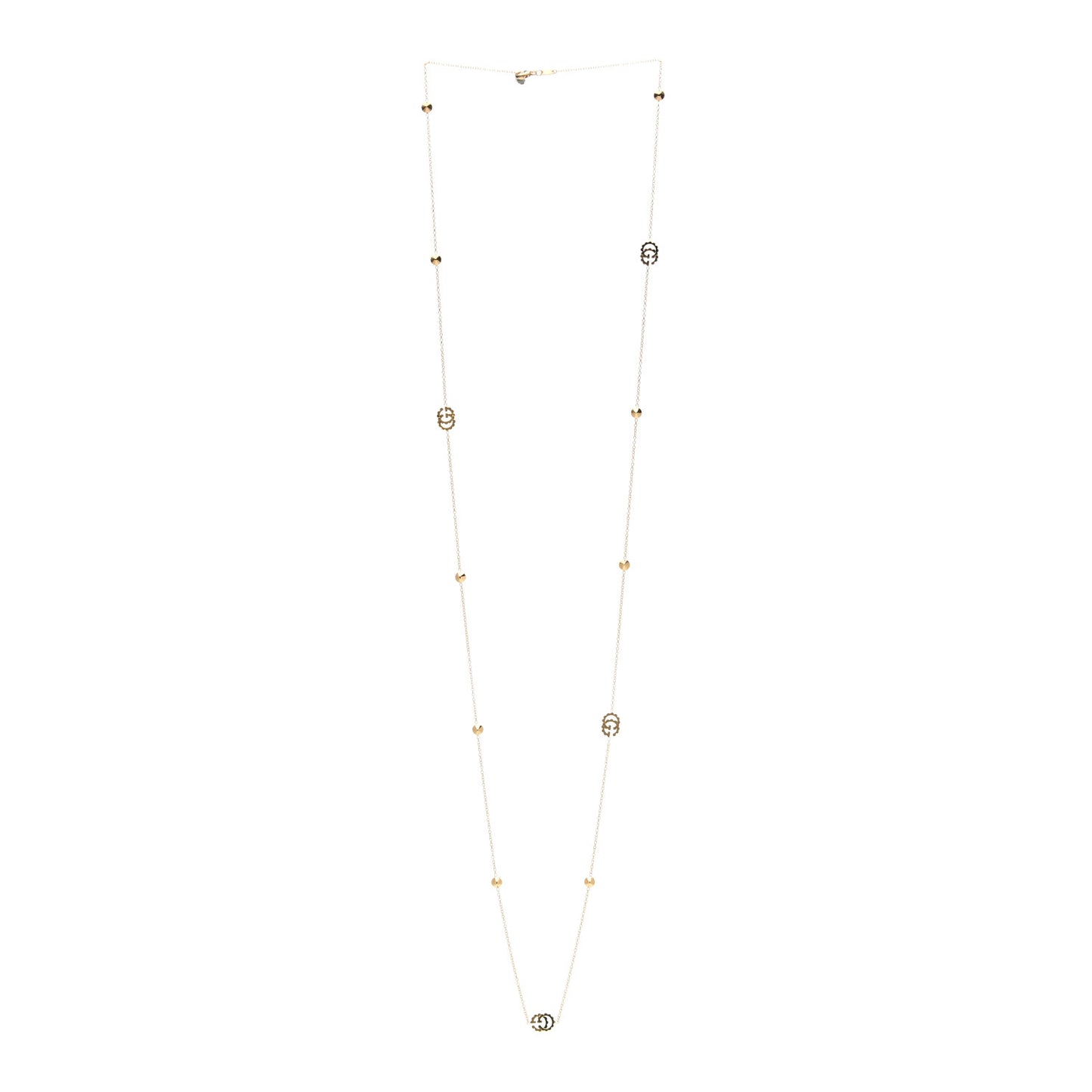 18K Yellow Gold Blue Topaz Running G Station Necklace