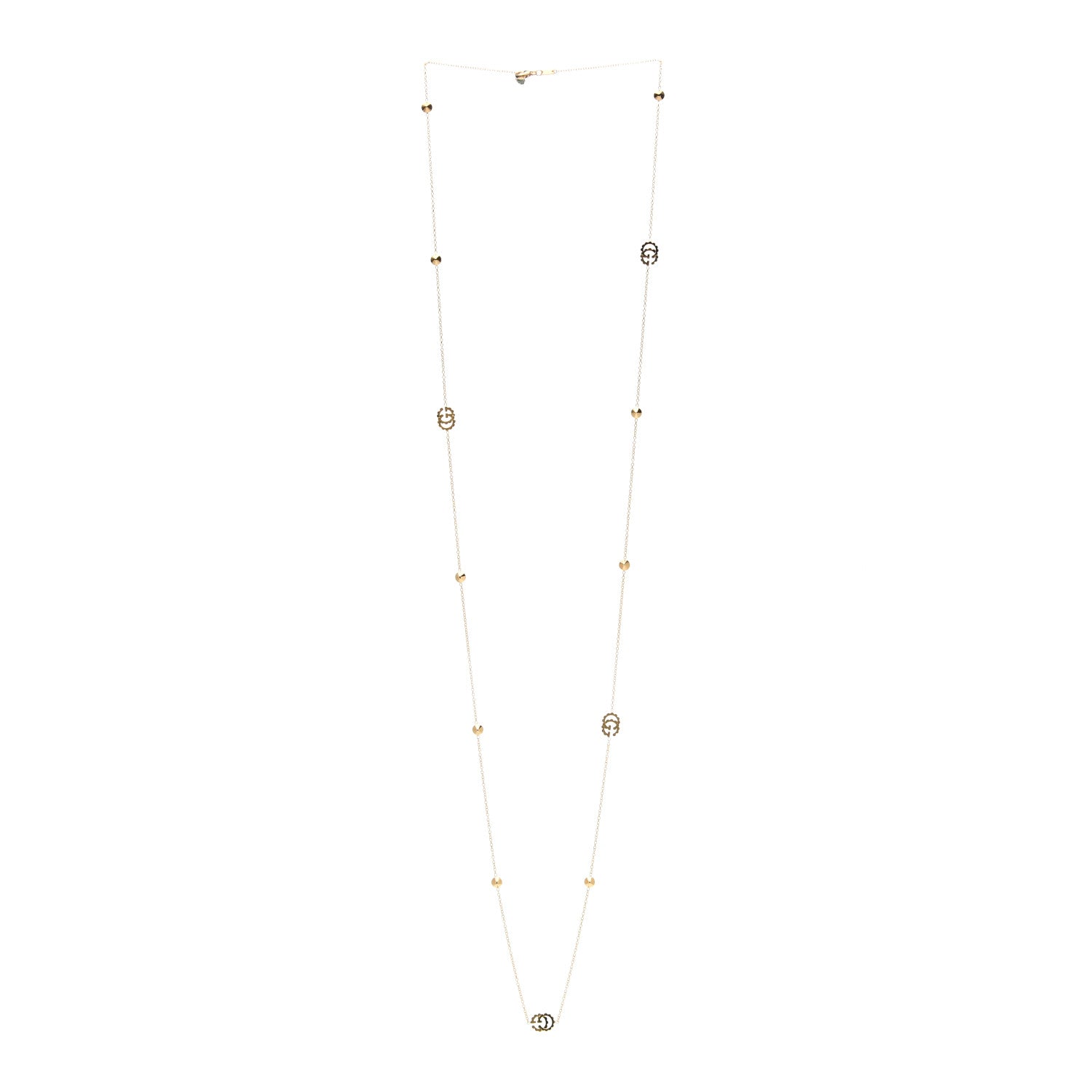 Gucci 18K Yellow Gold Blue Topaz Running G Station Necklace 3 of 5
