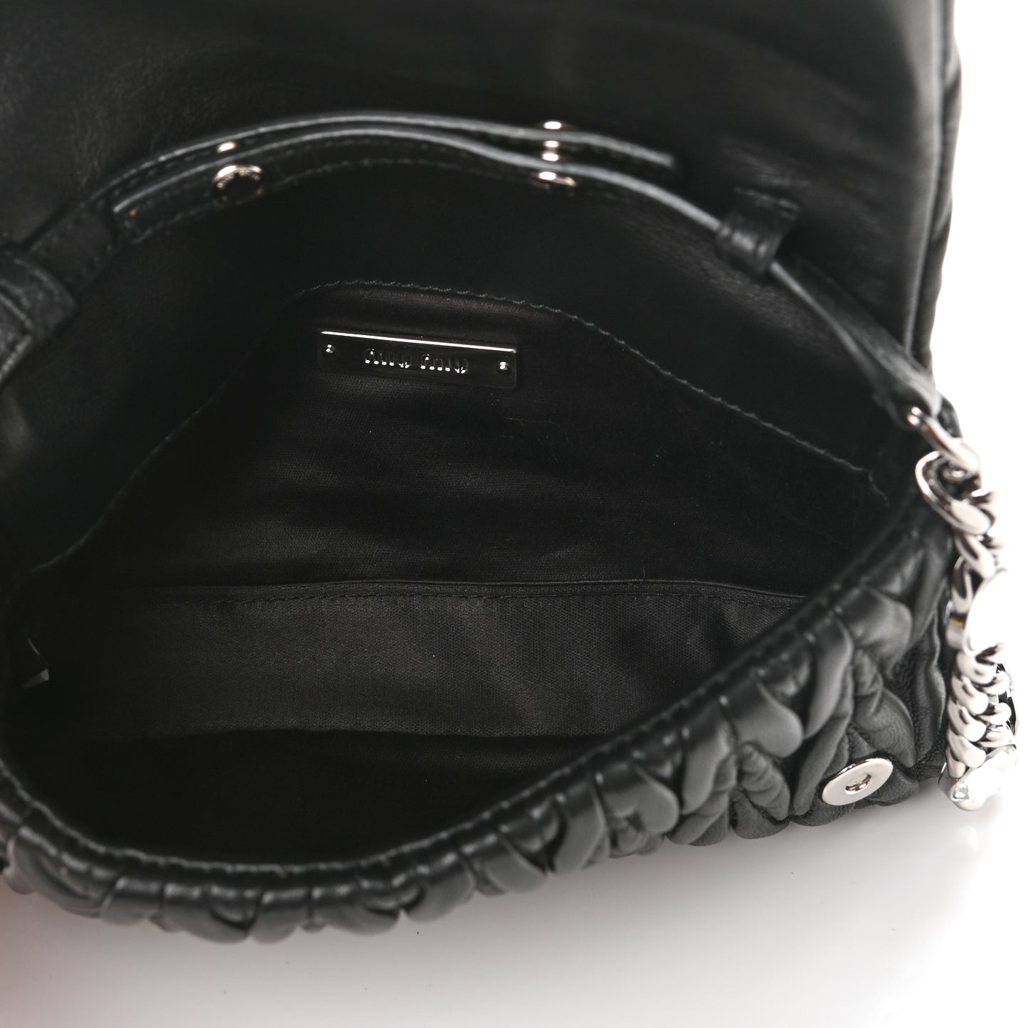 Nappa Matelasse Crystal Chain Crossbody Bag Black