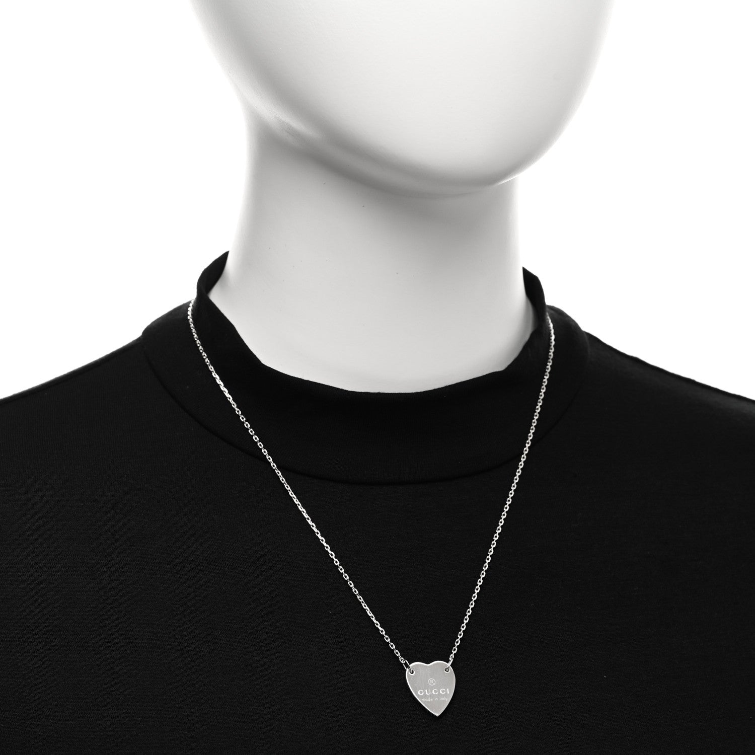 Gucci Sterling Silver Trademark Heart Pendant Necklace 2 of 6