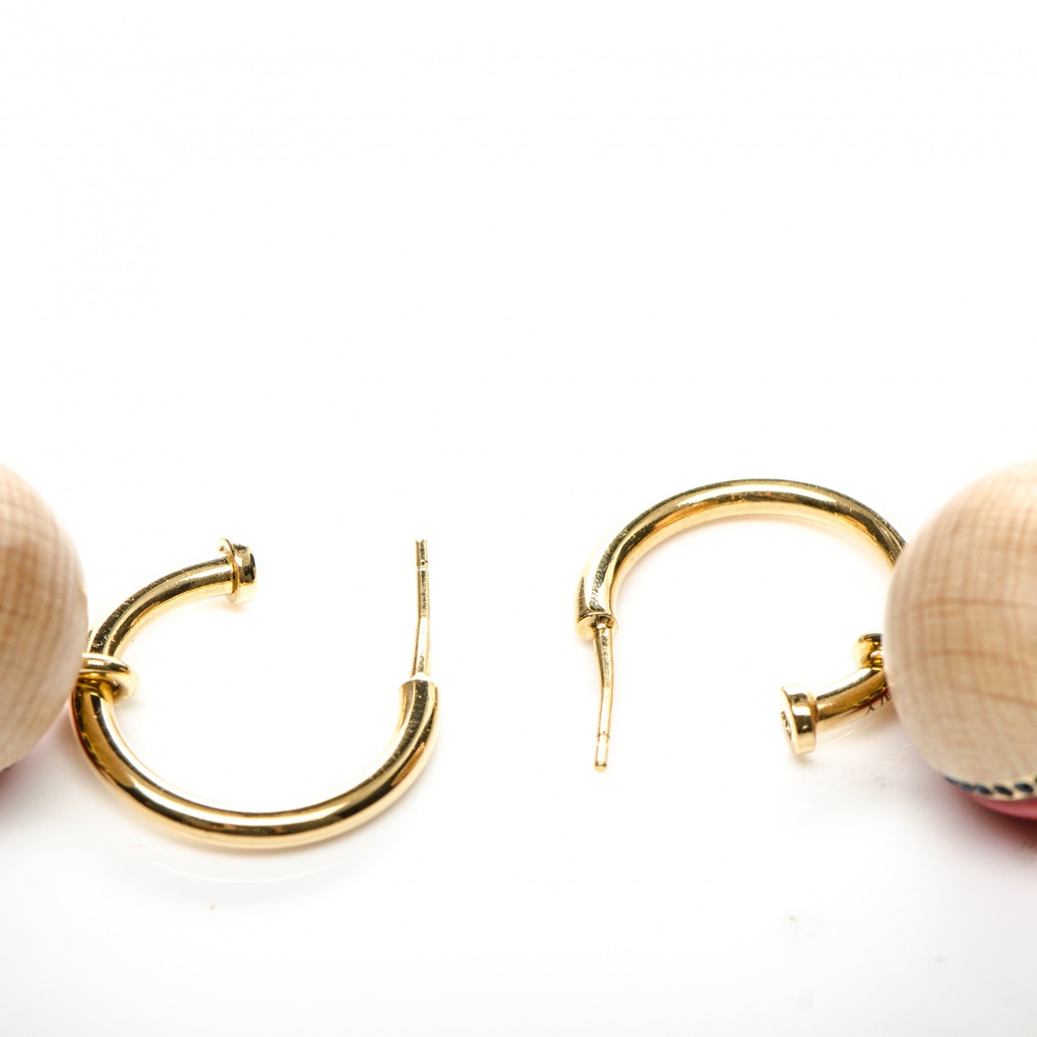 Louis Vuitton Gold Wood Enamel Hoop Drop Earrings Red 5 of 8