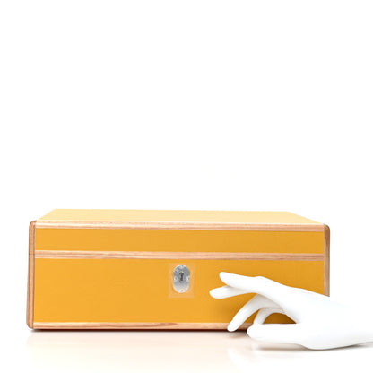 Hermes Elm Wood Evercolor Amalthee Watch Jewelry Box GM Jaune Ambre 2 of 9